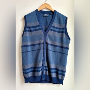 ARGYLECULTURE Men's Blue Striped 100% Cotton Vest size large l